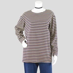 Vintage 90s Striped Long Sleeve Grunge Shirt Women's Medium